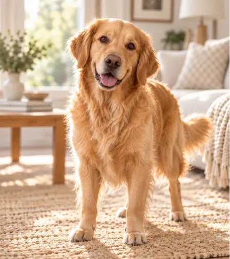 Rilassato: lo stesso golden retriever in un altro stato d'animo