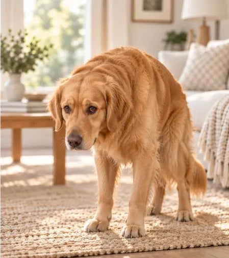 Teso: lo stesso golden retriever in un altro stato d'animo